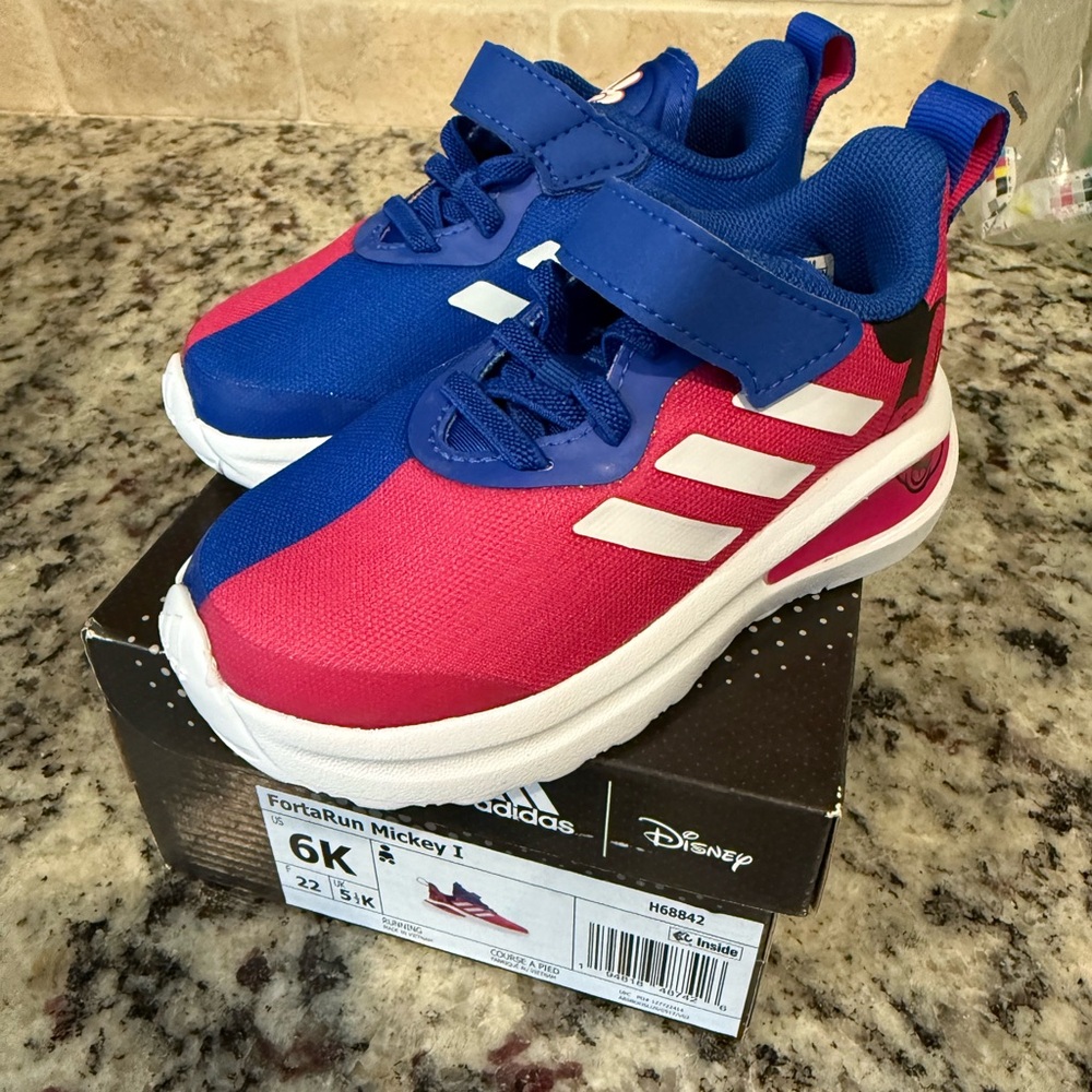 Adidas Pink and Blue Velcro Sneakers